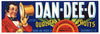 Dan-Dee-O Brand Vintage Parlier Fruit Crate Label