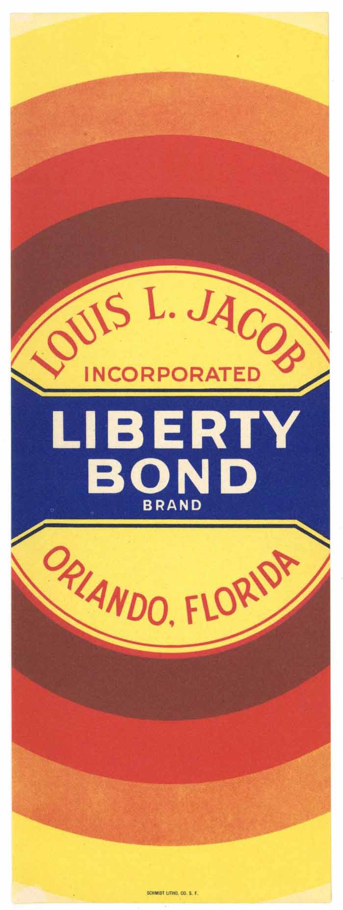 Liberty Bond Brand Vintage Orlando Florida Citrus Crate Label