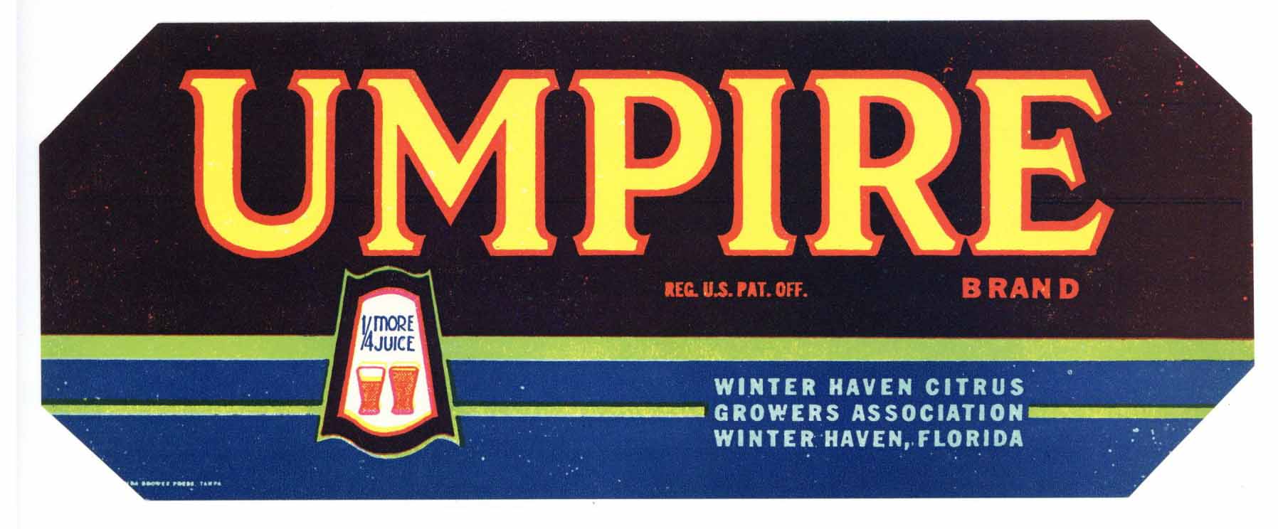 Umpire Brand Vintage Winter Haven Florida Citrus Crate Label