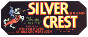 Silver Crest Brand Vintage Winter Haven Florida Citrus Crate Label