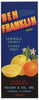 Ben Franklin Brand Vintage Oviedo Florida Citrus Crate Label