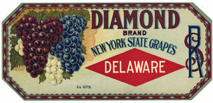 Diamond Brand Vintage New York State Grape Crate Label