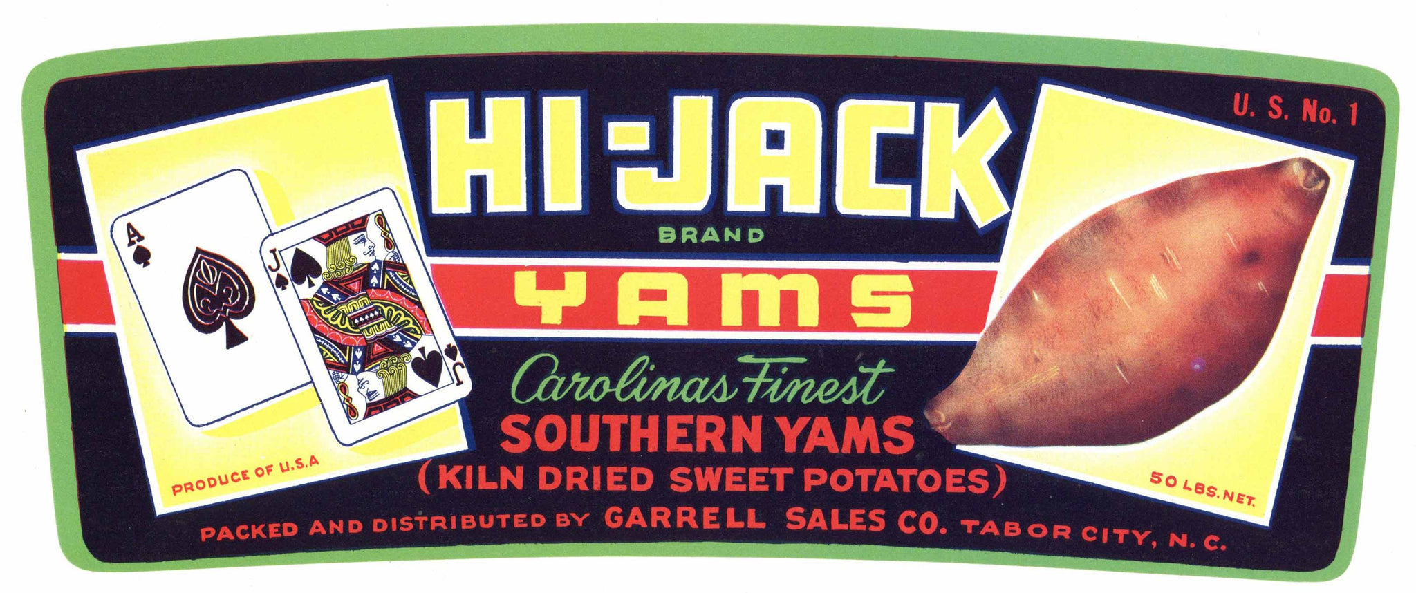 Hi-Jack Brand Vintage North Carolina Yam Crate Label
