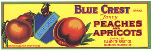 Blue Crest Brand Vintage Clarkston Washington Peach and Apricot Crate Label