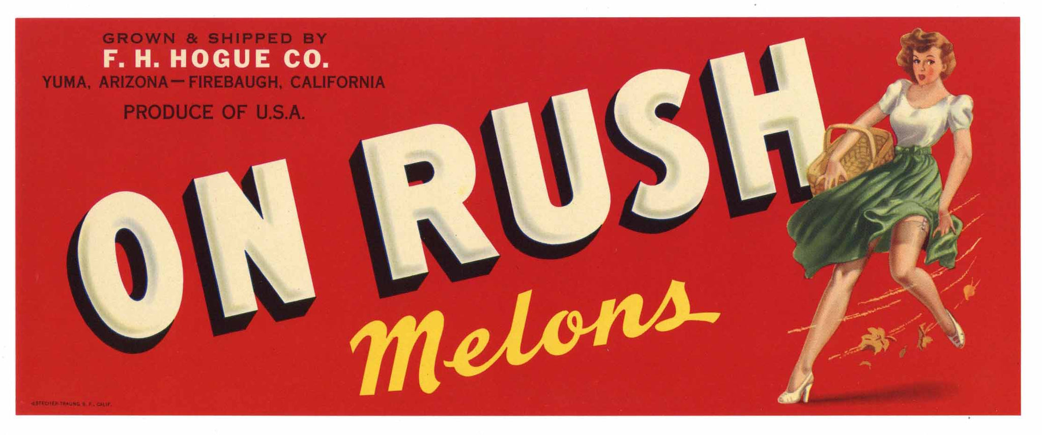 On Rush Brand Vintage Melon Crate Label