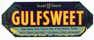 Gulfsweet Brand Vintage Palm Harbor Florida Citrus Crate Label