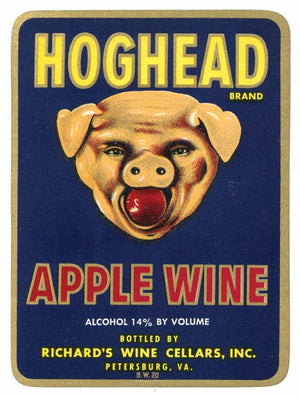 Hog Head Brand Vintage Petersburg Virginia Apple Wine Label