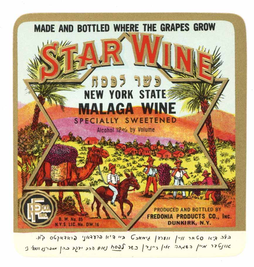 Star Wine Brand Vintage New York Malaga Wine Label