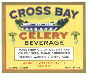 Cross Bay Brand Vintage Celery Beverage Bottle Label