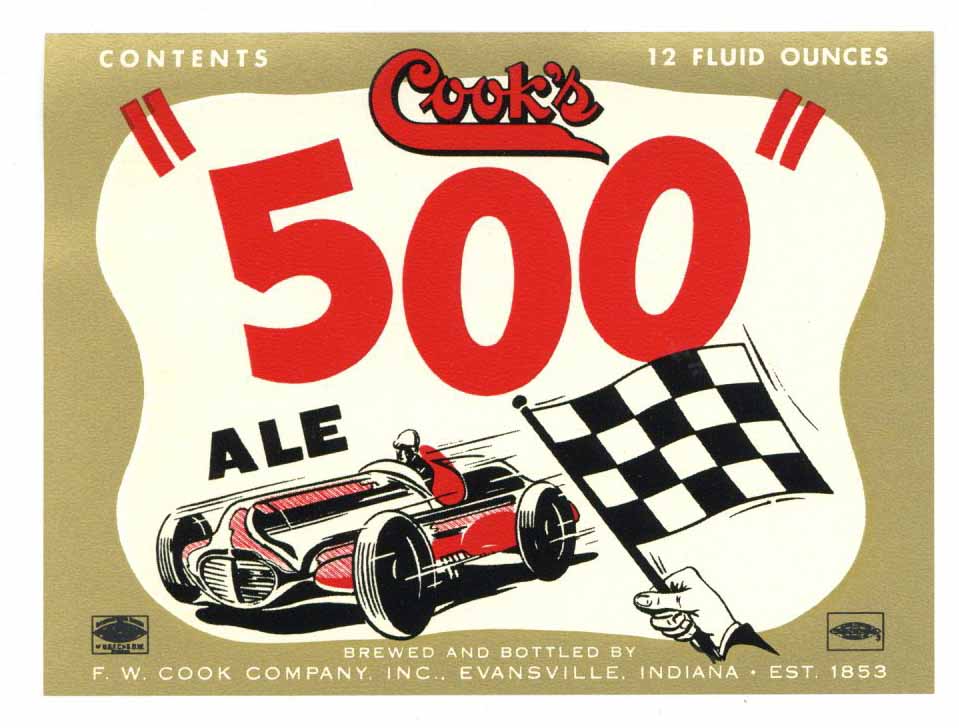 Cook's 500 Brand Vintage Indiana Ale Bottle Label