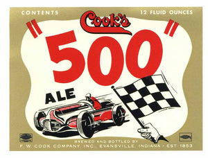Cook's 500 Brand Vintage Indiana Ale Bottle Label