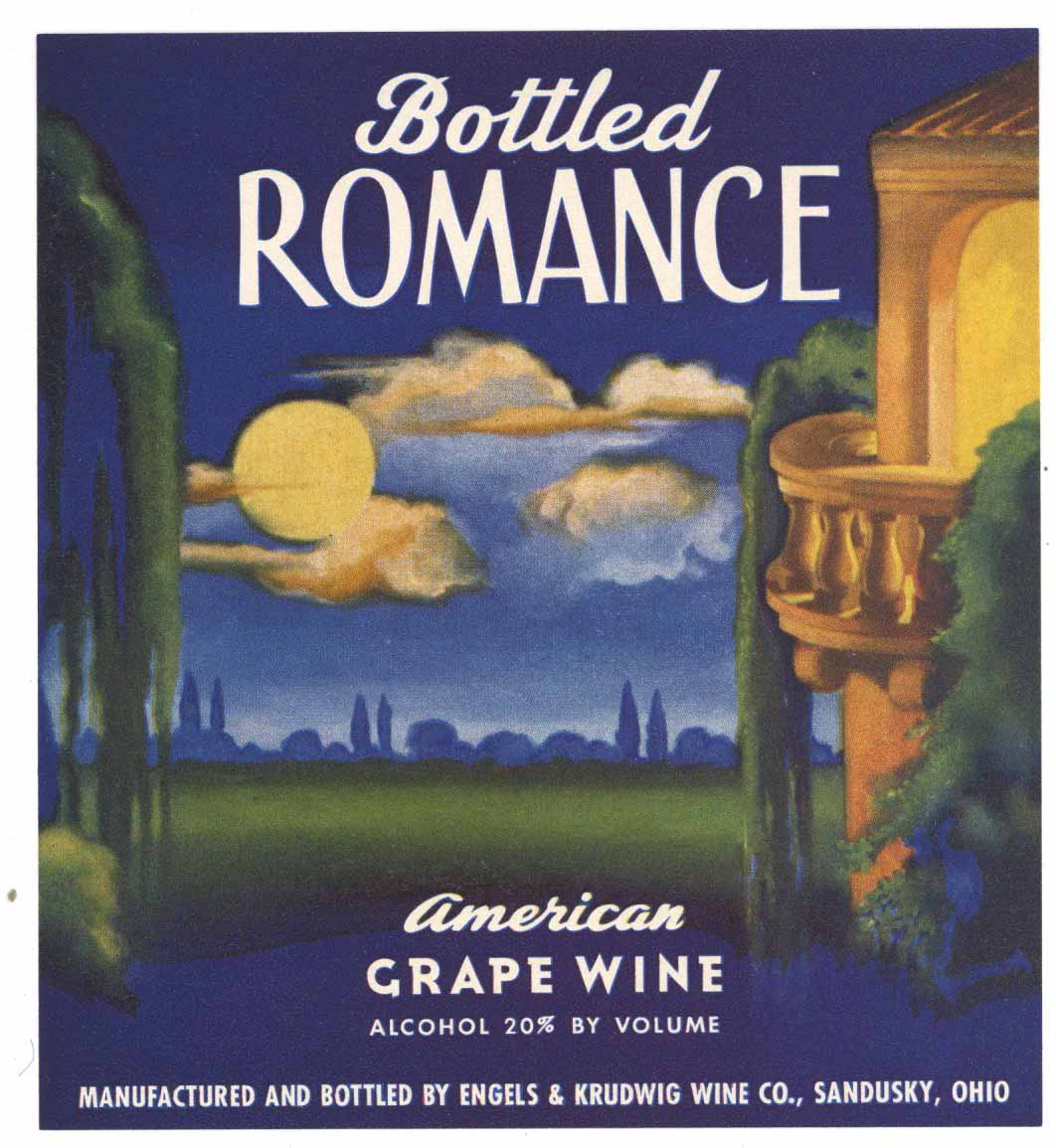 Bottled Romance Brand Vintage Sandusky, Ohio Wine Label