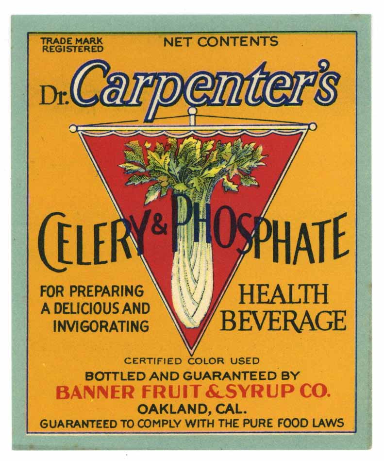 Dr. Carpenter's Brand Vintage Celery & Phosphate Health Beverage Bottle Label