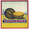 Cantaloupes Stock Label With 1 1/2 Melons Vintage Melon Crate Label