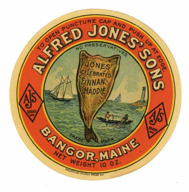 Alfred Jones' Sons Brand Vintage Finnan Haddie Bottle Label