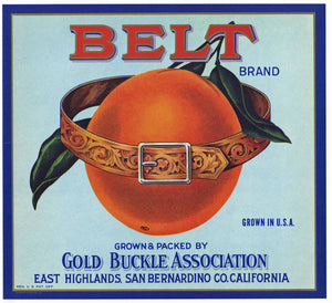 Belt Brand Vintage East Highlands Orange Crate Label