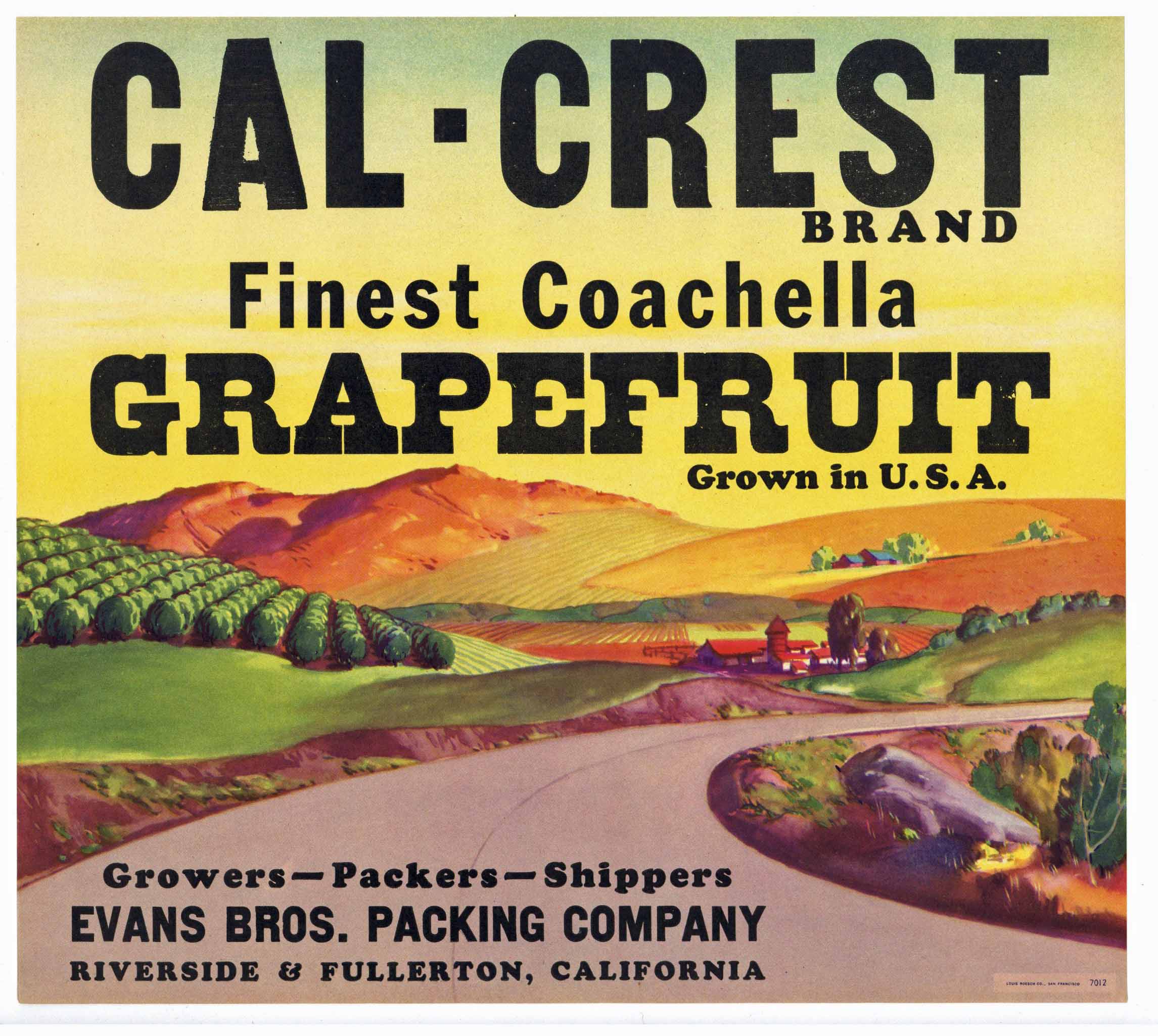Cal-Crest Brand Vintage Riverside Grapefruit Crate Label – thelabelman