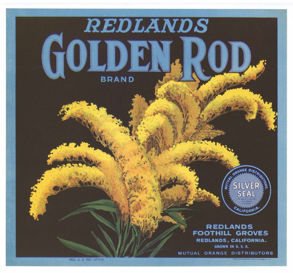 Golden Rod Brand Vintage Redlands Orange Crate Label