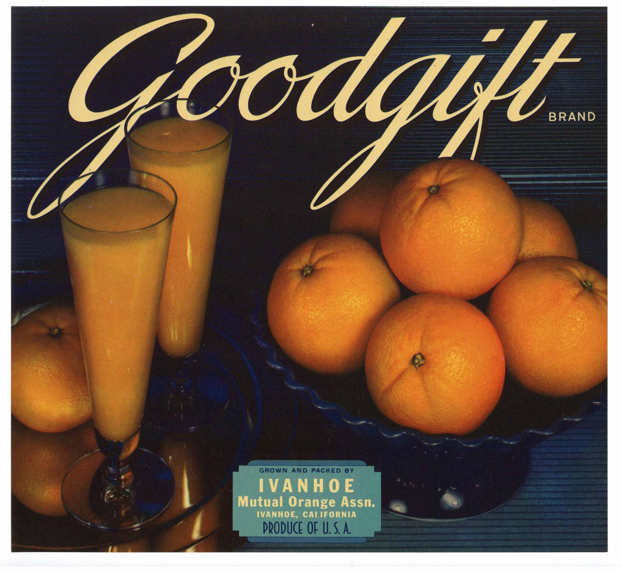 Goodgift Brand Vintage Ivanhoe Orange Crate Label