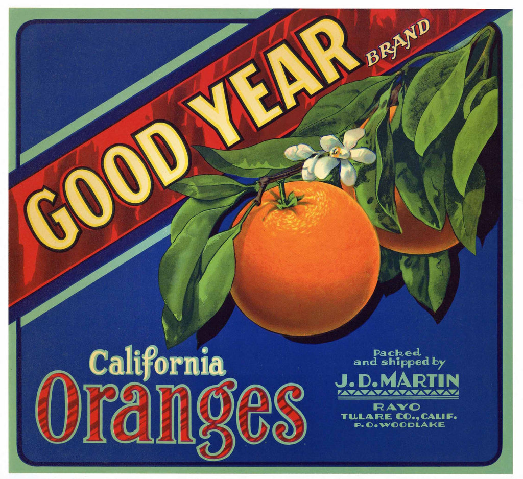 Good Year Brand Vintage Tulare County Orange Crate Label