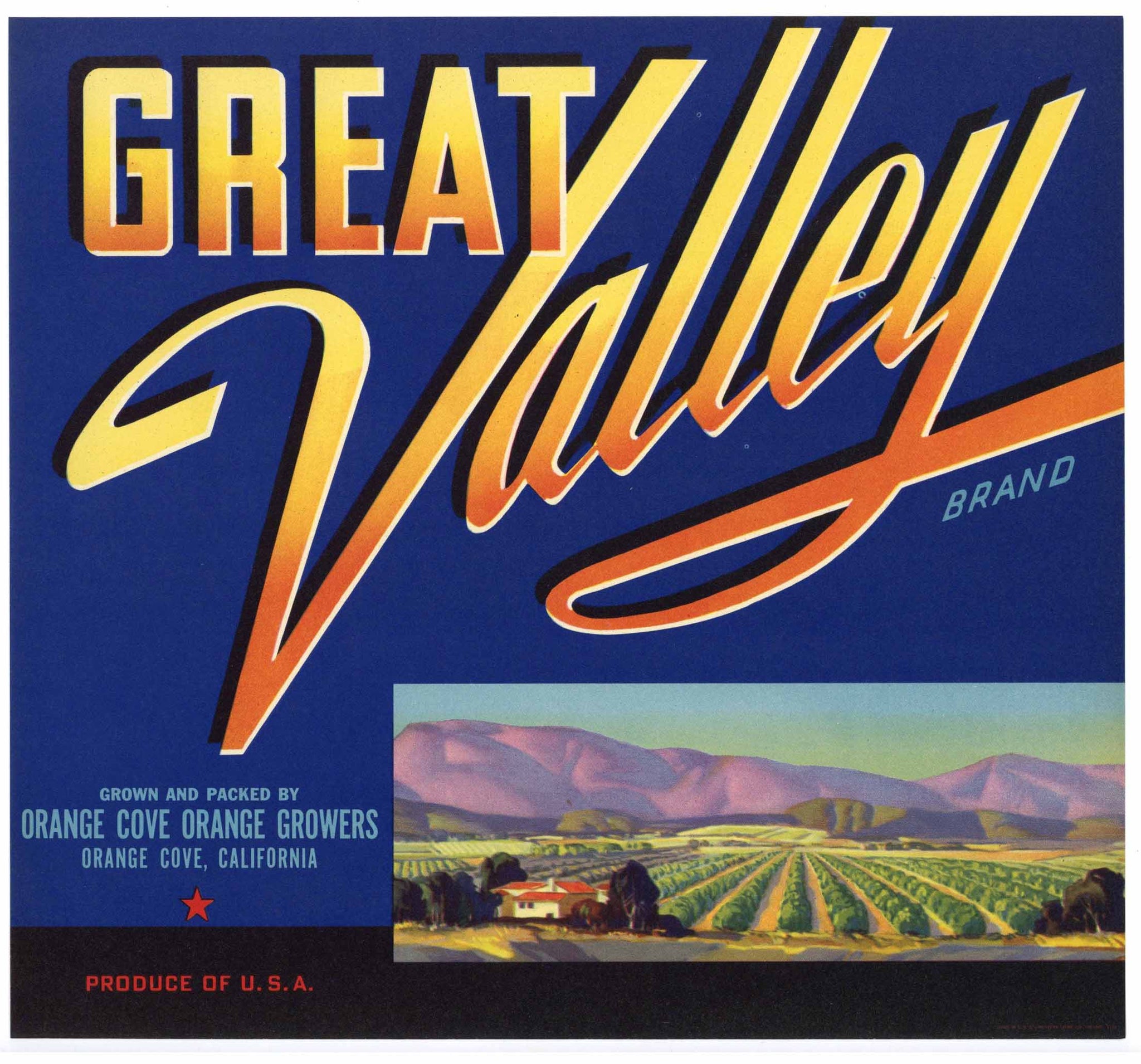Great Valley Brand Vintage Orange Crate Label