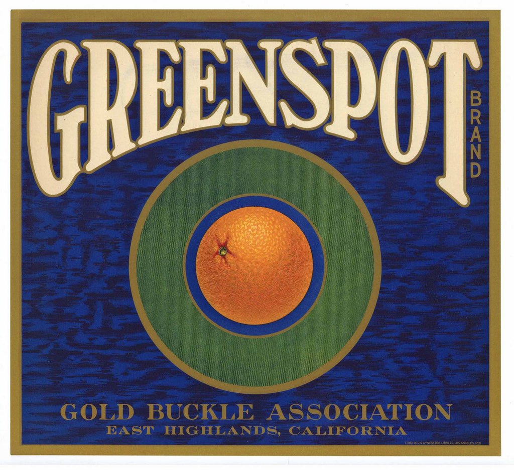 Greenspot Brand Vintage East Highlands Orange Crate Label