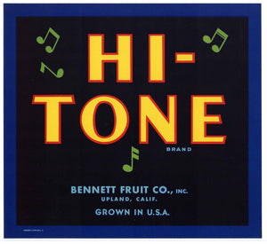 Hi-Tone Brand Vintage Upland Orange Crate Label, b