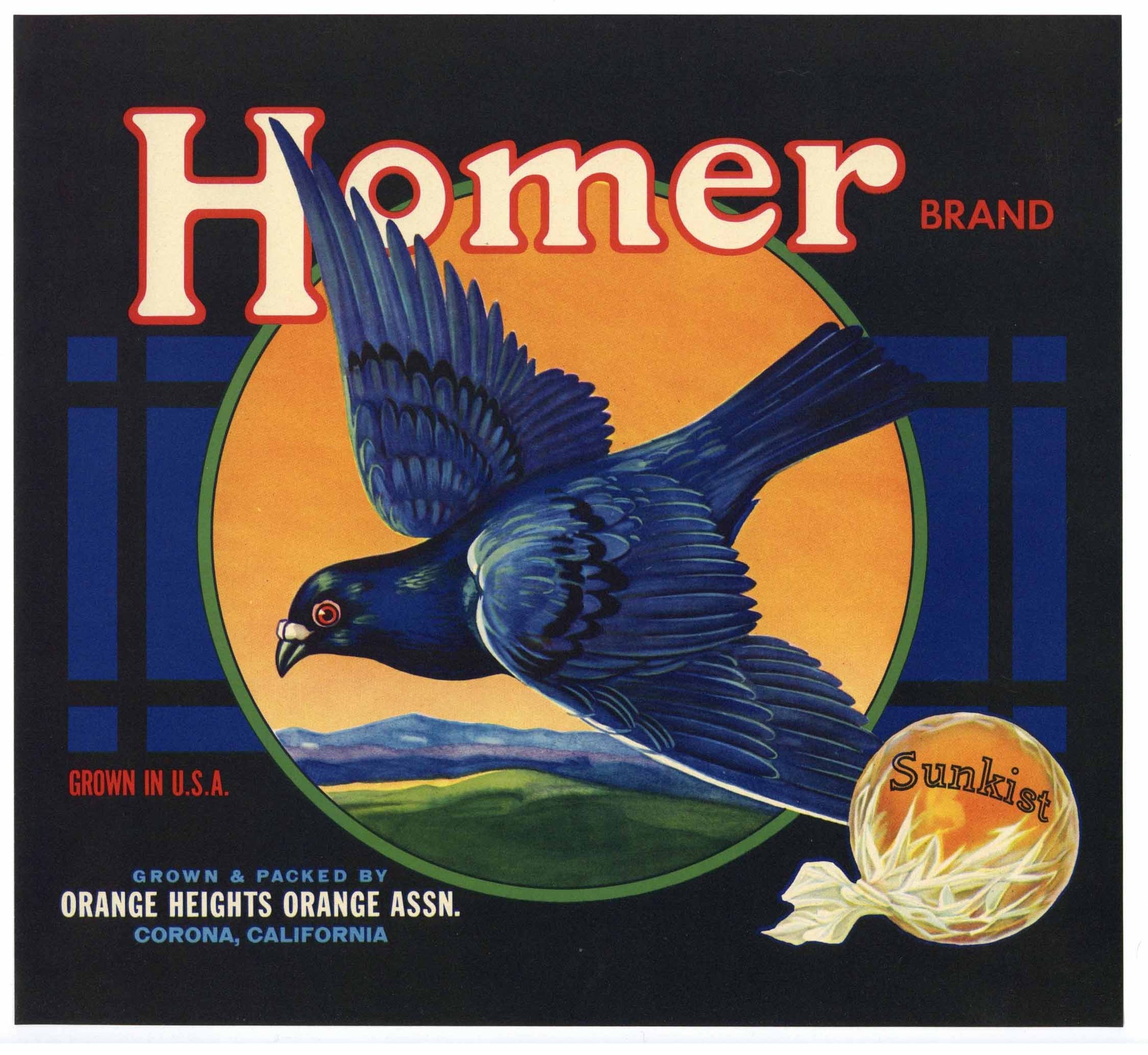 Homer Brand Vintage Corona Orange Crate Label, nb