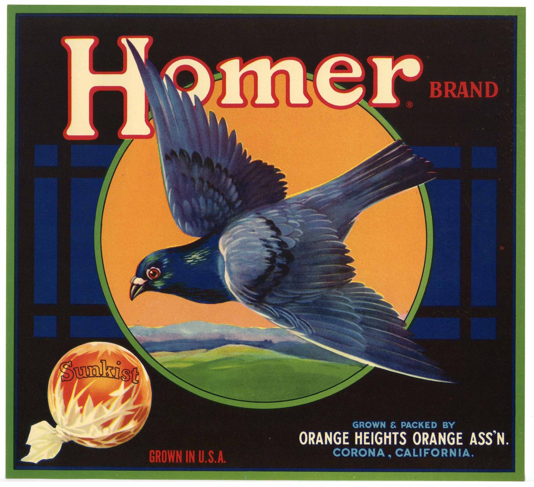 Homer Brand Vintage Corona Orange Crate Label, gb