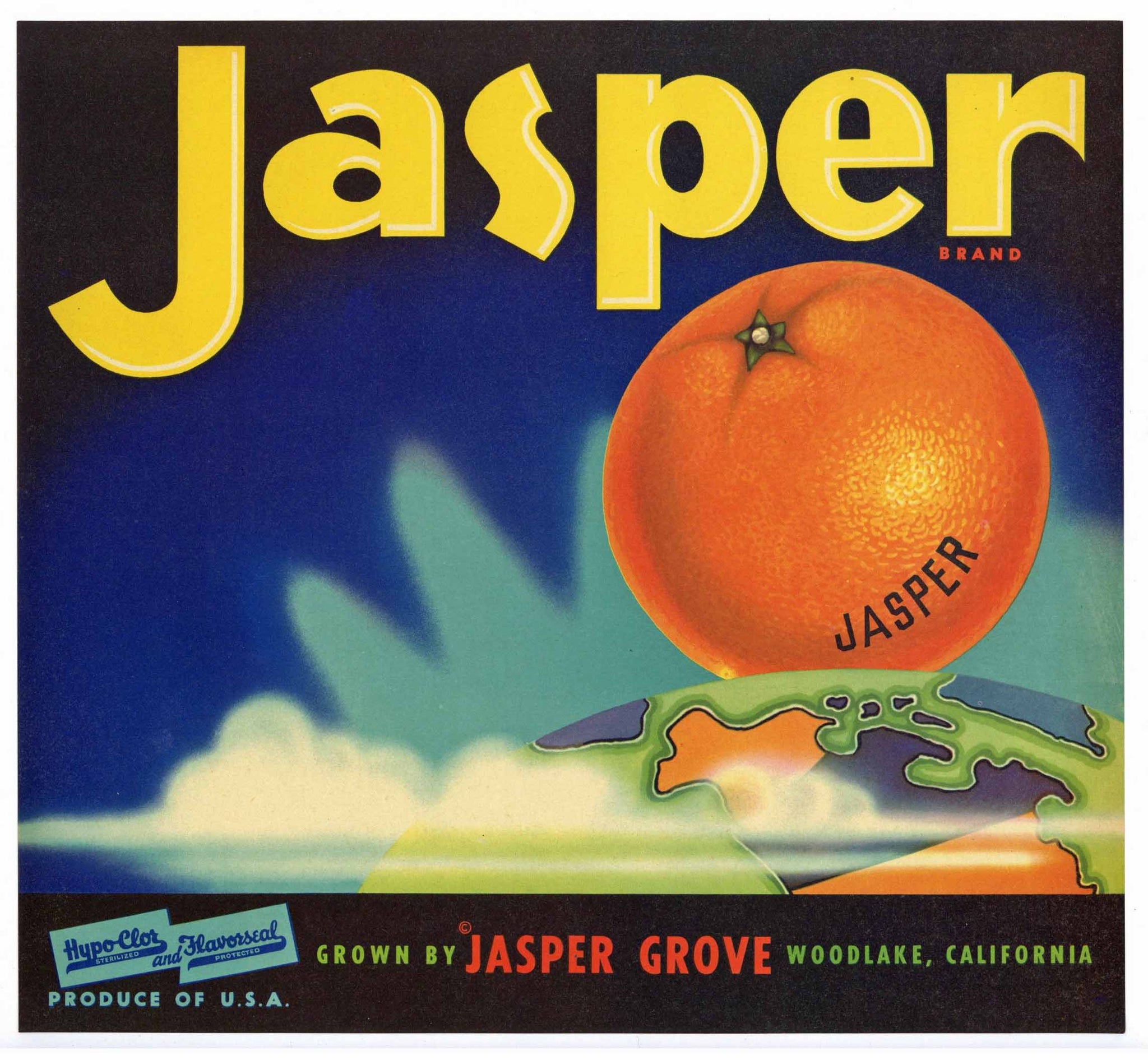 Jasper Brand Vintage Woodlake Orange Crate Label