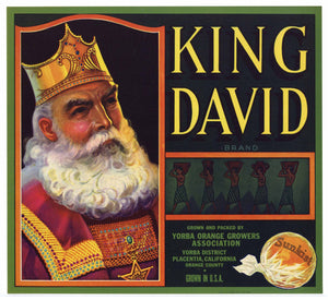King David Brand Vintage Placentia Orange Crate Label