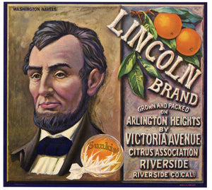 Lincoln Brand Vintage Riverside Orange Crate Label, color