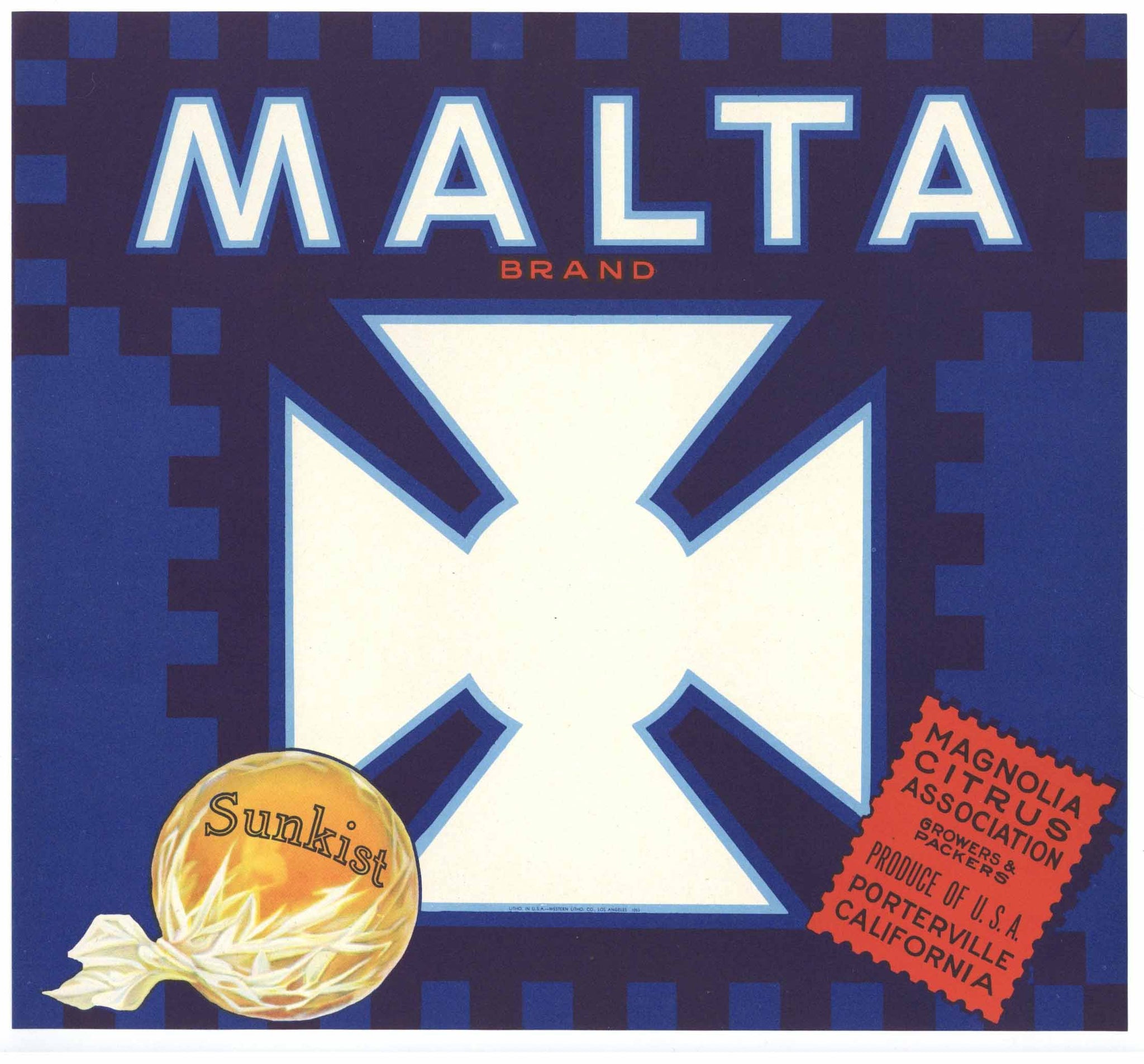 Malta Brand Vintage Orange Crate Label