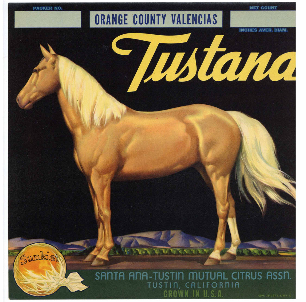 Tustana Brand Vintage Tustin Orange Crate Label