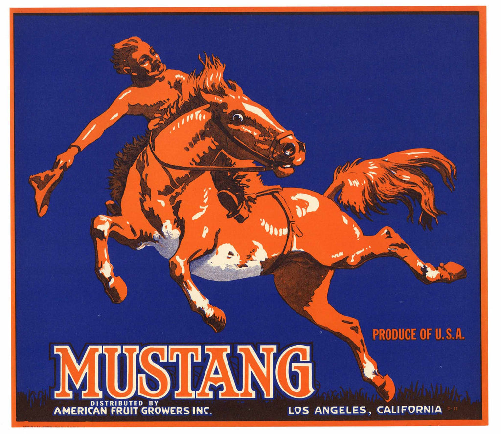 Mustang Brand Vintage Orange Crate Label
