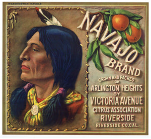 Navajo Brand Vintage Riverside Orange Crate Label, wn