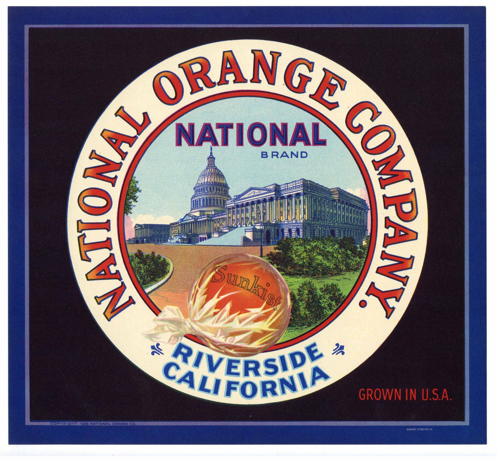 National Brand Vintage Riverside Orange Crate Label