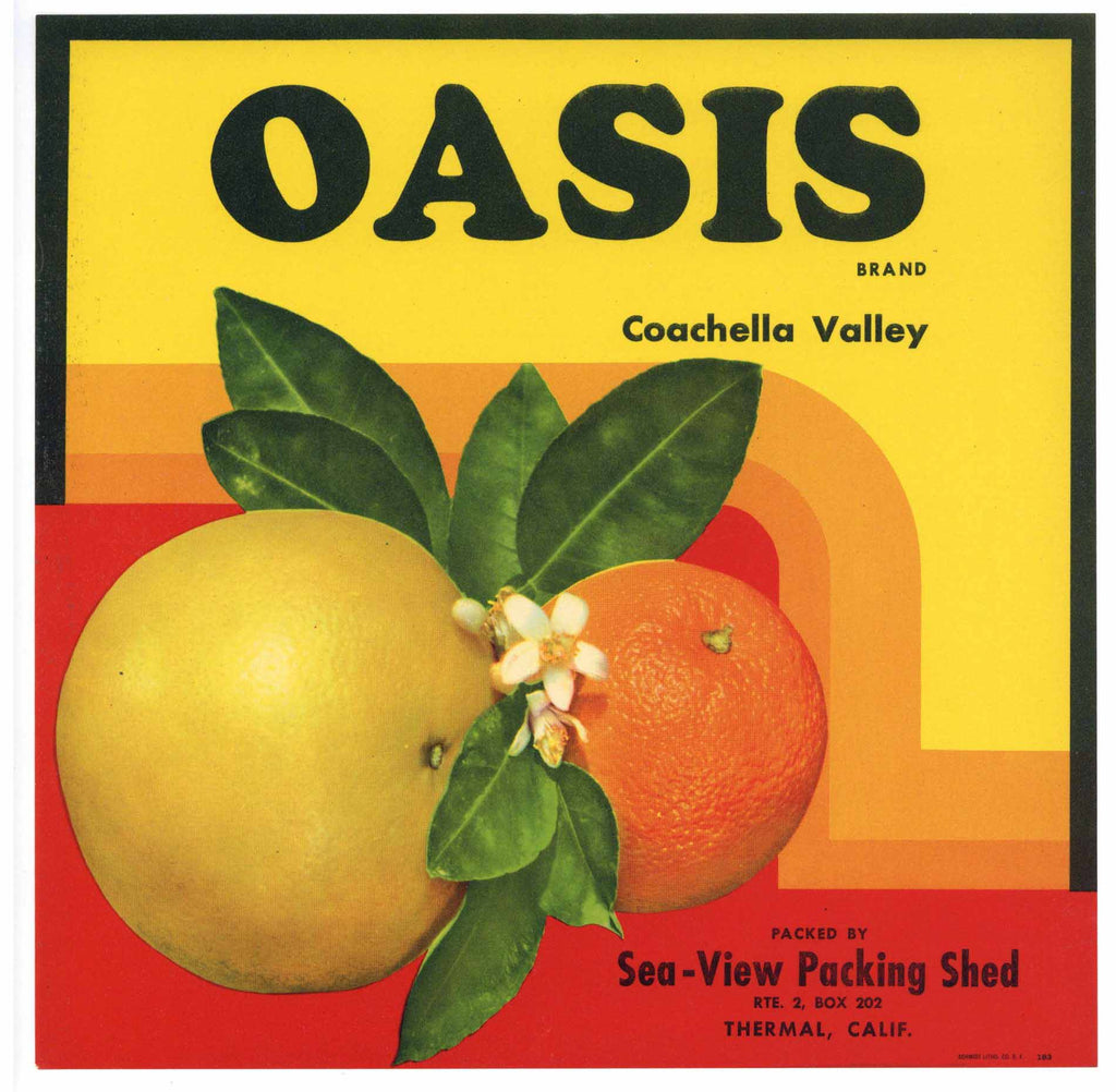 Oasis Brand Vintage  Coachella Valley Orange Crate Label
