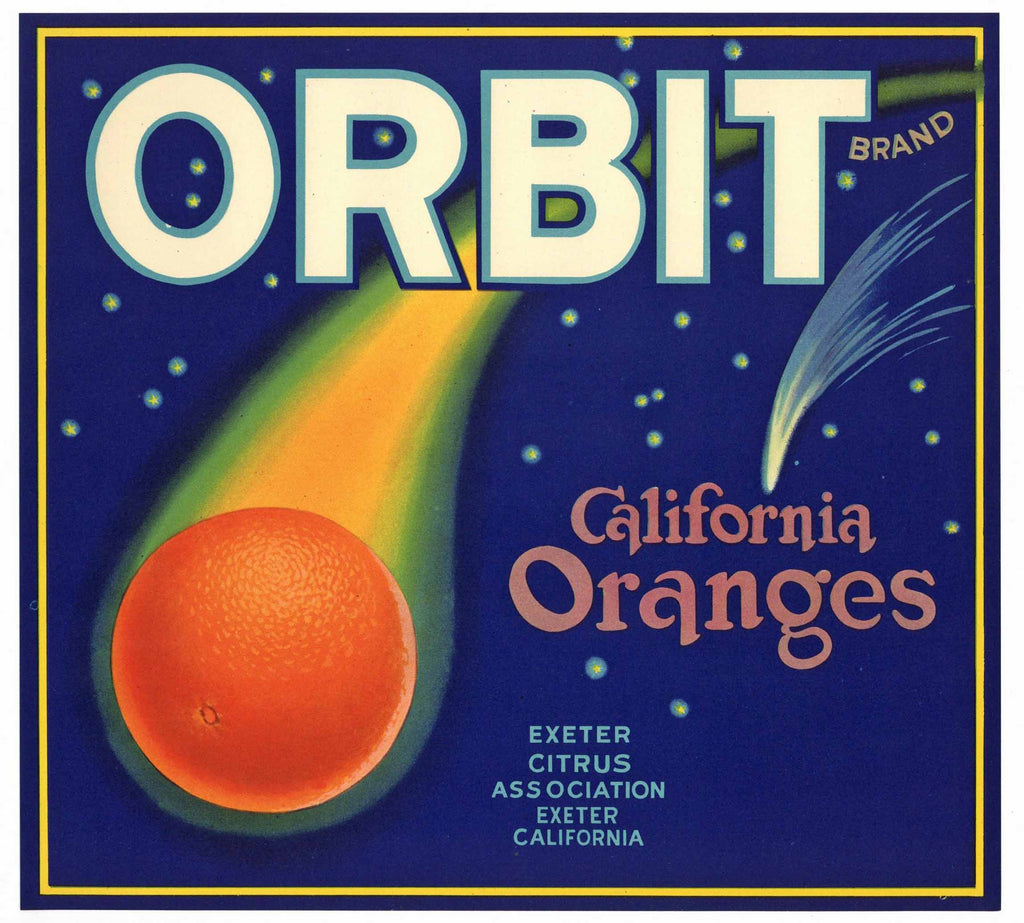 Orbit Brand Vintage Exeter Orange Crate Label