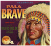 Pala Brave Brand Vintage Placentia Orange Crate Label