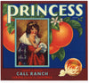 Princess Brand Vintage Corona Orange Crate Label