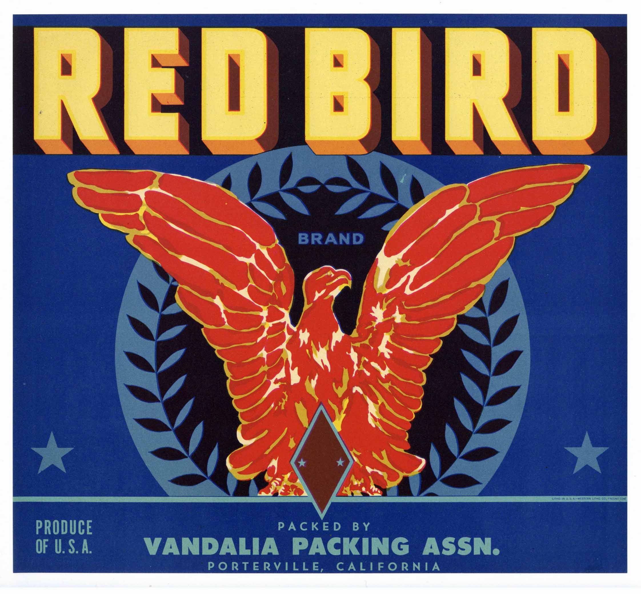 Red Bird Brand Vintage Porterville Orange Crate Label – thelabelman