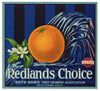 Redlands Choice Brand Vintage Orange Crate Label
