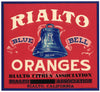 Rialto Blue Bell Brand Vintage Orange Crate Label, op