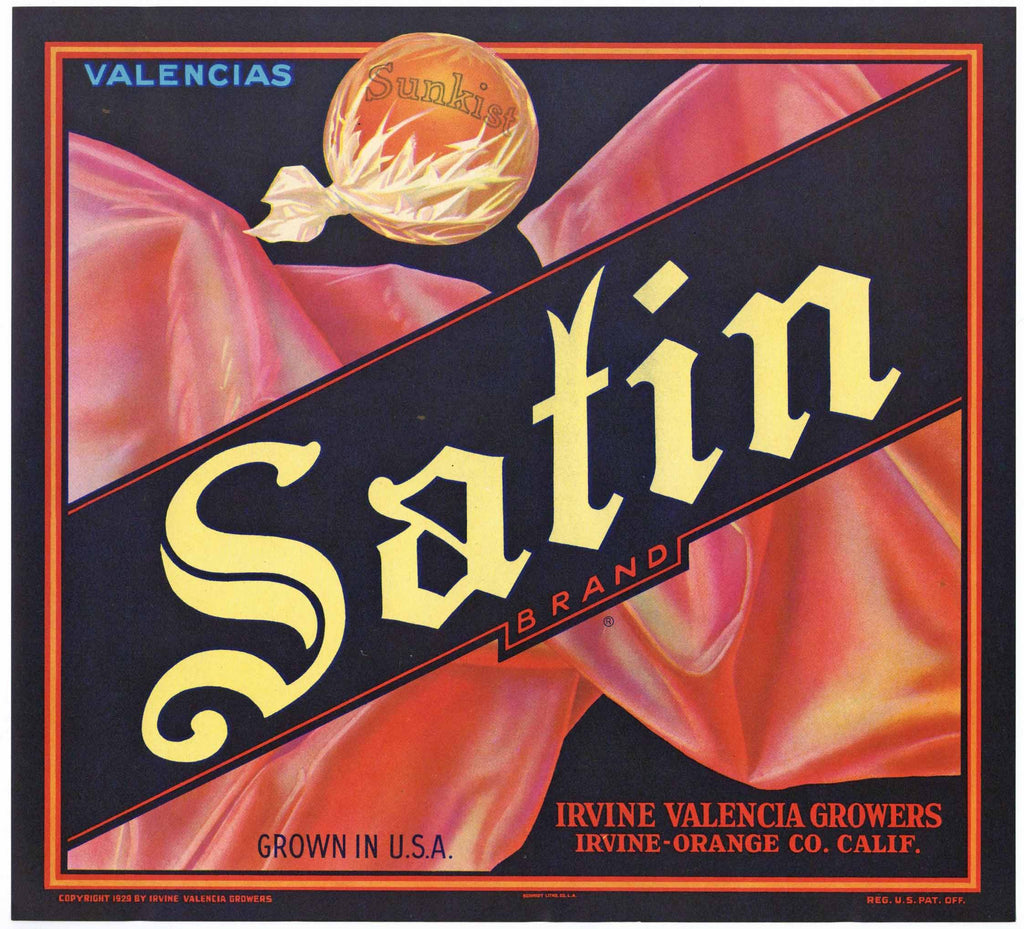 Satin Brand Vintage Irvine Orange Crate Label
