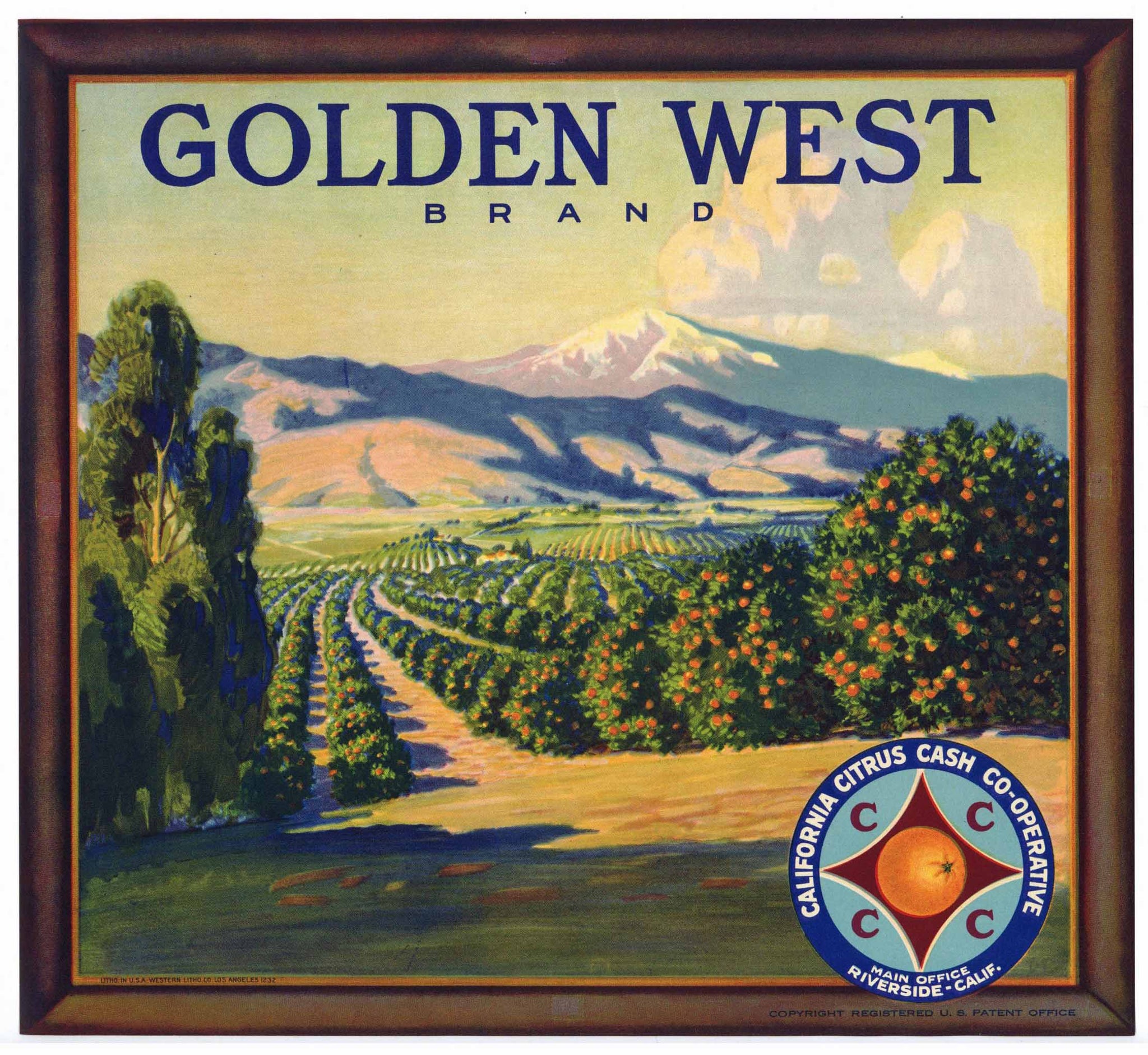 Golden West Brand Vintage Riverside Orange Crate Label