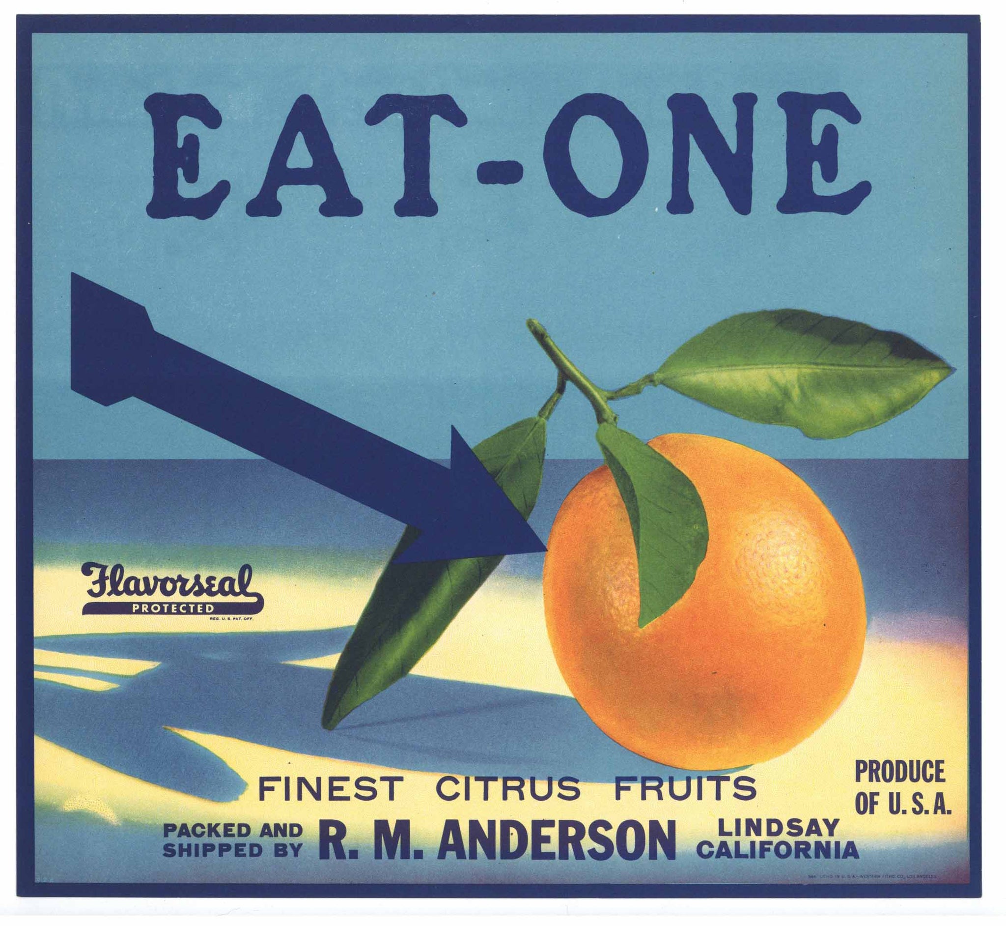 Eat-One Brand Vintage Lindsay California Orange Crate Label