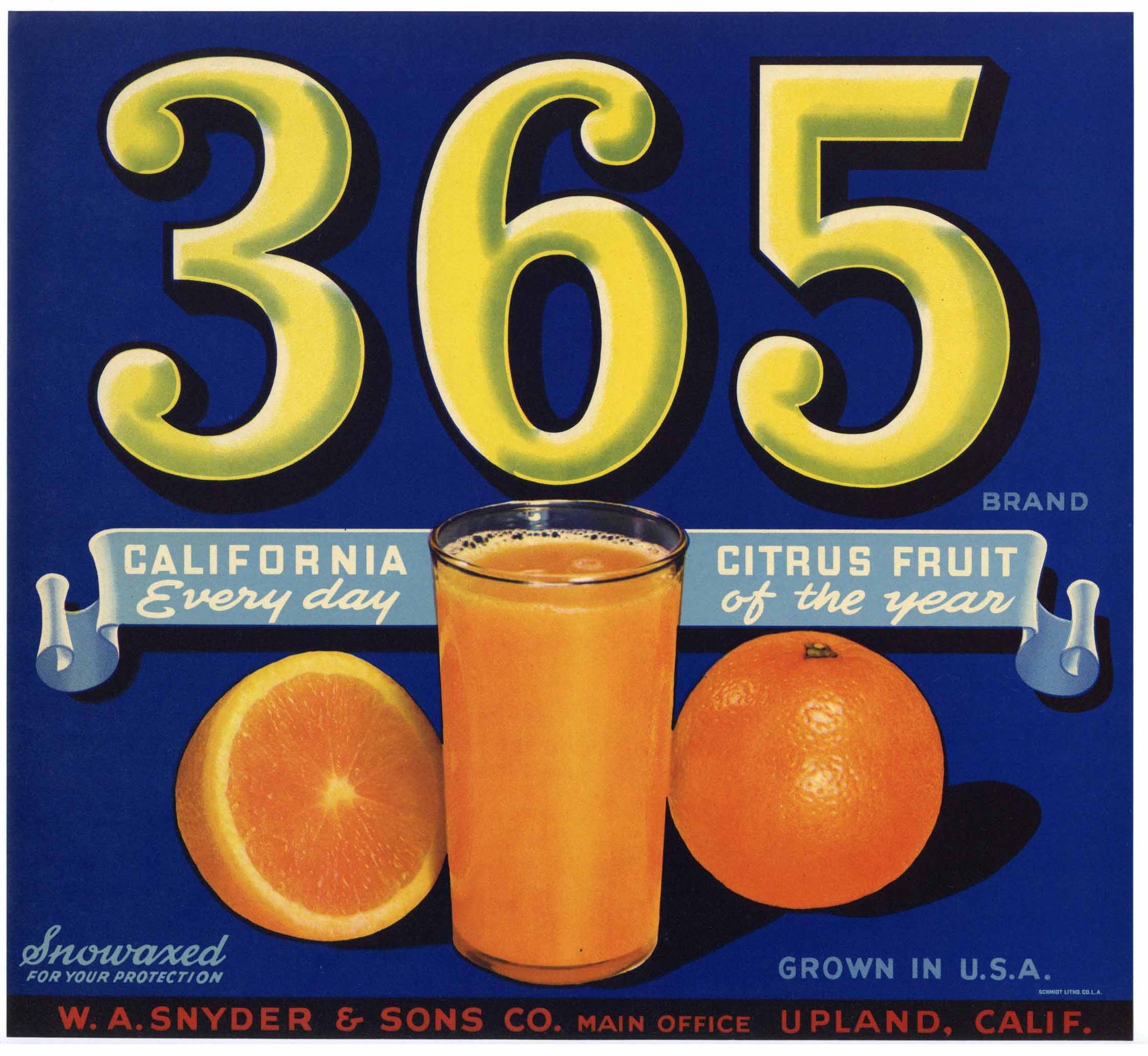 365 Brand Vintage Upland Orange Crate Label