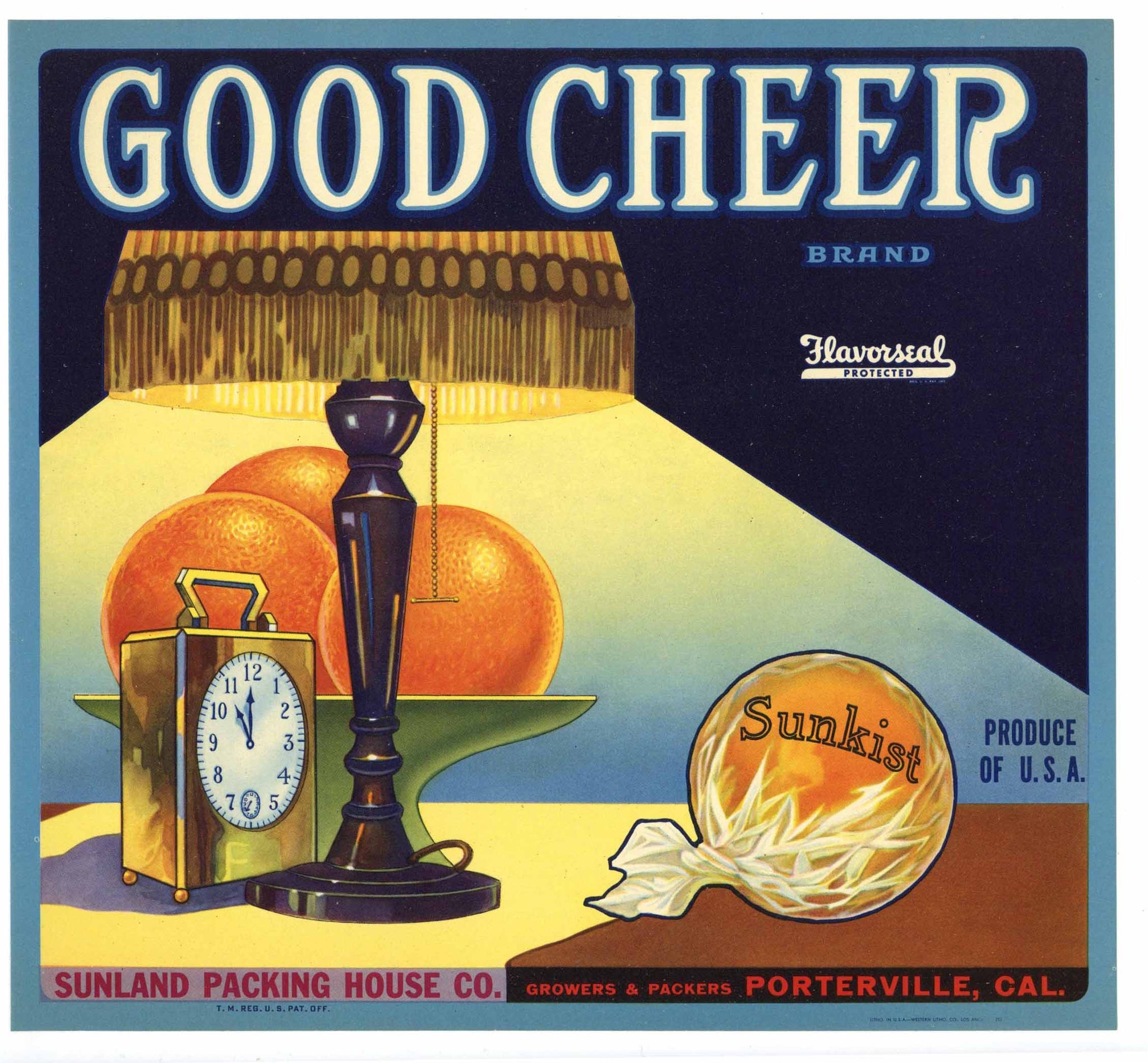 Good Cheer Brand Vintage Porterville Orange Crate Label