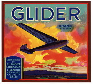 Glider Brand Vintage Fillmore Orange Crate Label